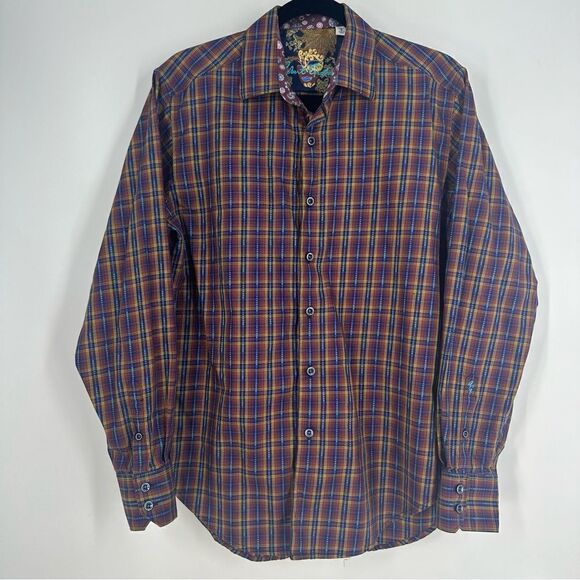 ROBERT GRAHAM Men’s Colorful Plaid Button Down Flip Cuff Sz S Classic Fit - Picture 1 of 9
